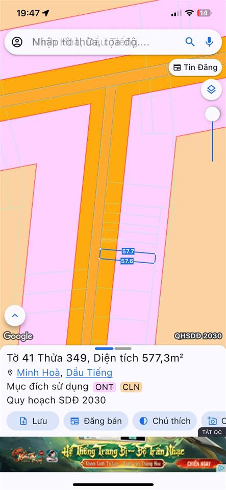 Bán gấp lô đất 577m2 đt744 mặt tiền 10m, đường 42m, giá ưu đãi nhanh chóng cho nhà đầu tư