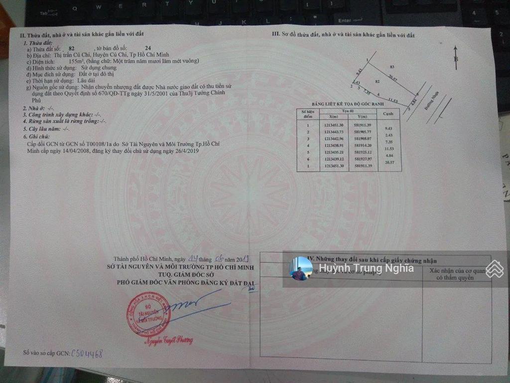 Bán đất 155m2 full thổ (giá 1 tỷ 480) đường nguyễn thị triệu thị trấn củ chi ngay cầu vượt củ chi