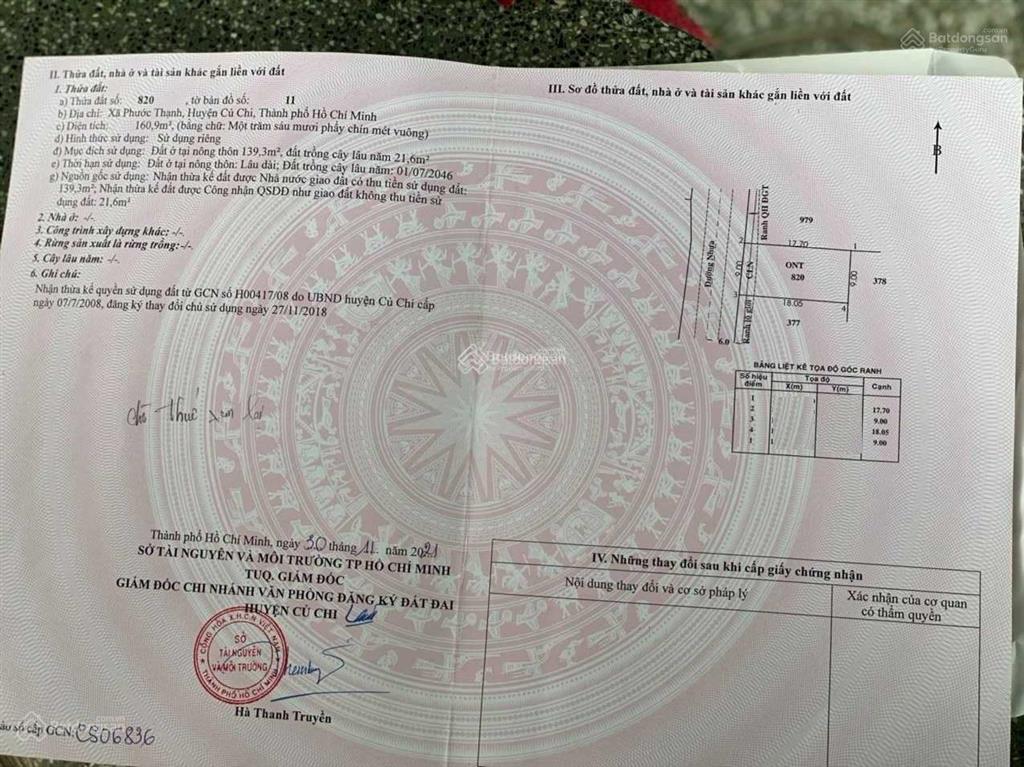 Chủ kẹt tiền bán gấp miếng đất thổ cư 9x18m giá 980tr đường võ văn điều xã phước thạnh huyện củ chi