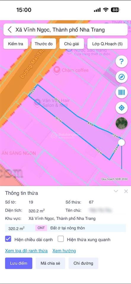 Bán nhà 3 tầng, đường mai thị dõng, vĩnh ngọc, dt 320 m2, ngang 6,2 m, hướng tây bắc  giá 7,05 tỷ