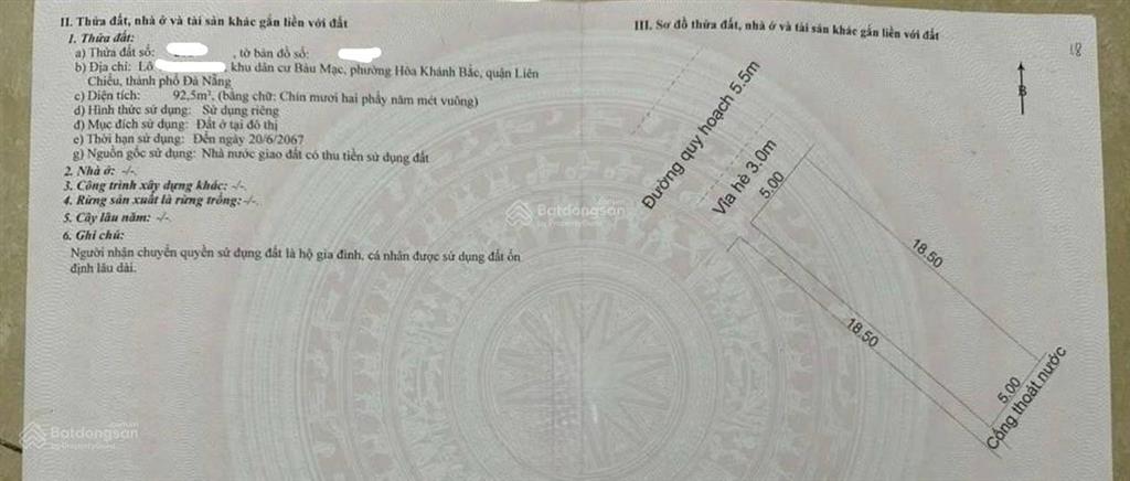 Cần bán lô đất mt( kẹp cống) bàu mạc 20.đà nẵng