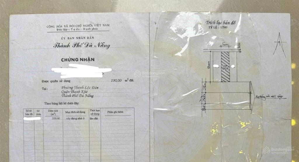 Chính chủ gửi bán lô đất mt đường kỳ đồng, p. thanh khê, đà nẵng