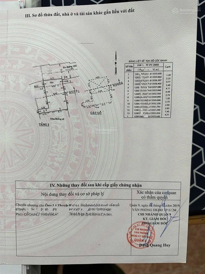 Bán nhà 1 trệt 1 lầu hẻm xe hơi thông đường man thiện tnp a q9