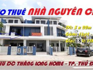 Cho thuê nhà nguyên căn 1 trệt 2 lầu, (5x20m) đường  16m, trong KDC Thăng Long Home Hưng phú -  giá cho thuê 18tr/tháng