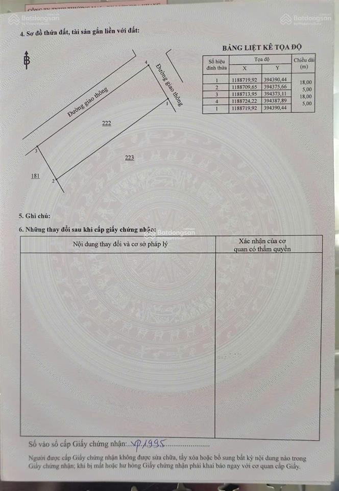 Chính chủ bán nền đất đường phan văn đáng, diện tích 90m sổ hồng riêng giá 2 tỷ.