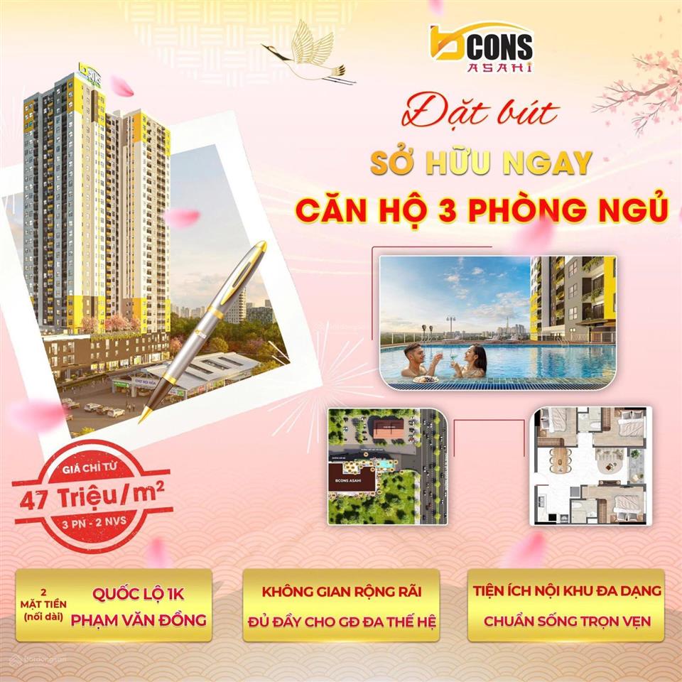 Căn hộ bcons asahi thanh toán chỉ từ 15% cđt hỗ trợ góc lãi đến khi thông báo nhận nhà quý iii/2027