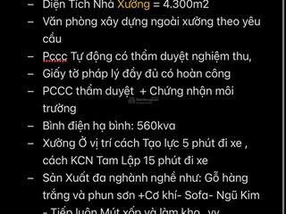 Xưởng cho thuê và bán ở khu vực bình dương