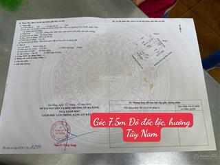 Bán đất 2 mặt tiền đường 7,5m đô đốc lộc  7,5m khương hữu dụng  hòa xuân  hướng tây nam, giá tốt