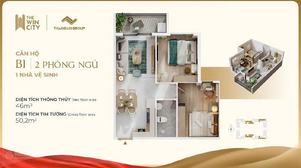 Hot căn 2pn the win city chỉ 1,7 tỷ  full nội thất tặng 2 năm phí ql tt 10% tháng góp 9tr/tháng
