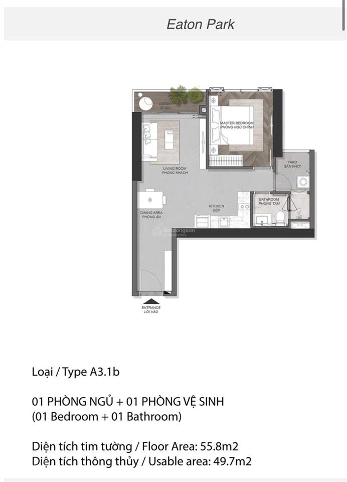 Chính chủ cần bán căn 1pn 51m2 eaton park gamudaland tháp a2 view hồ bơi và view khu rạch chiếc