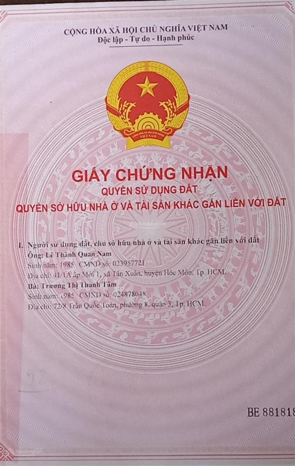 Mua 1 được 4 căn liền kề 140.7m2 nhà 1 trệt 2 lầu 1/20m tô ký, ấp mới, xã tân xuân, hóc môn
