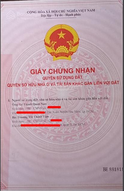 Mua 1 được 4 căn liền kề 140.7m2 nhà 1 trệt 2 lầu 1/20m tô ký, ấp mới, xã tân xuân, hóc môn