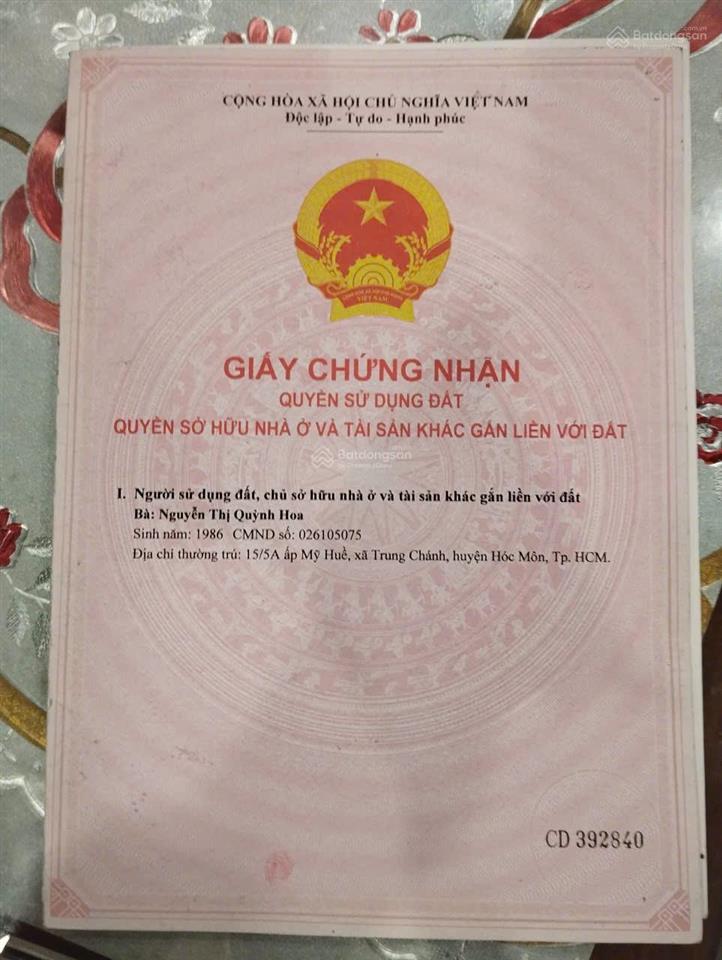 Bán 90m2 đất 5m x 18m sổ hồng riêng 1/tô ký gần chợ ngã ba bầu nguyễn ảnh thủ, trung chánh, hóc môn