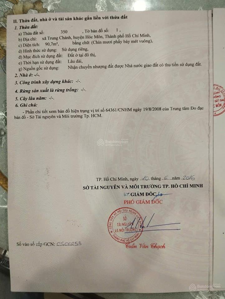 Bán 90m đất 5m x 18m sổ hồng riêng 1/tô ký, nguyễn ảnh thủ trung chánh, hóc môn, gần chợ ngã ba bầu