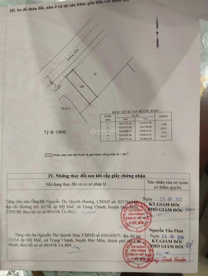 Bán 90m đất 5m x 18m sổ hồng riêng 1/tô ký, nguyễn ảnh thủ trung chánh, hóc môn, gần chợ ngã ba bầu