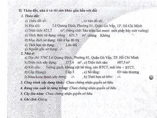 Cần tiền gấp cần bán đất lớn 620m² lê quang định, p1 gò vấp  giá giảm sâu còn 56 tỷ