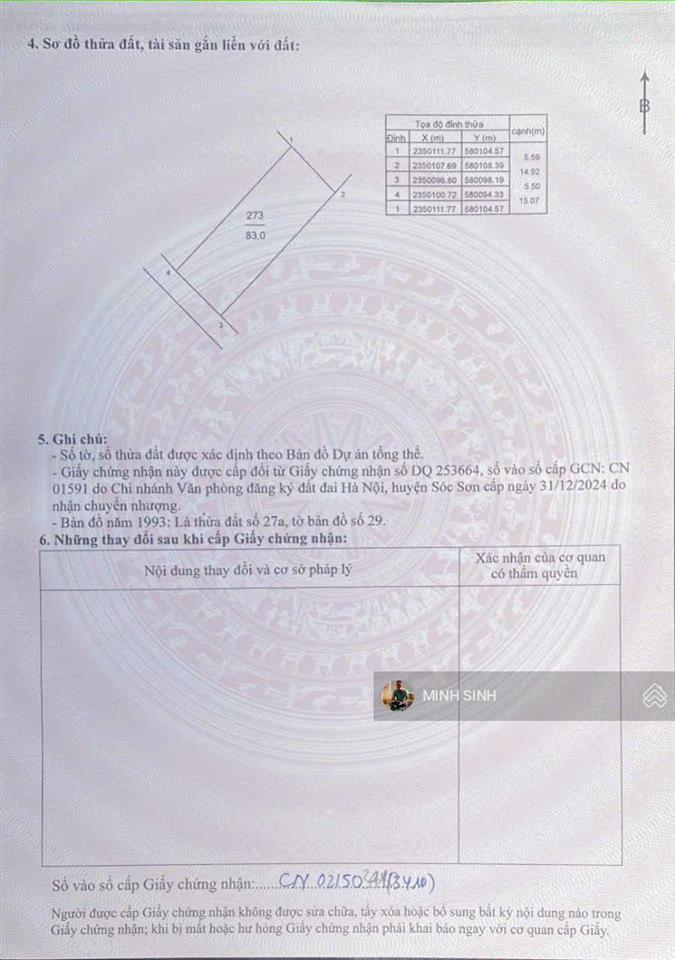 Cc gửi bán nam cương xã nội bài , hà nội.... diện tích 83m mặt tiền 5.5m, nở hậu đẹp
