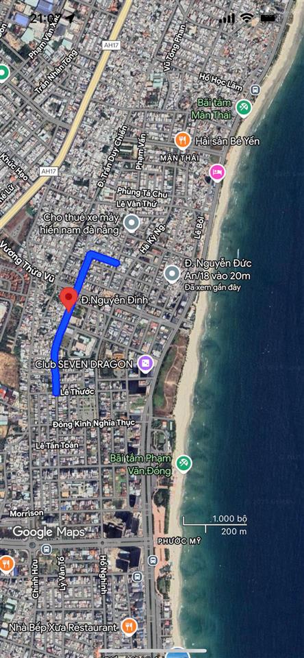 Bán lô đất biển 2mt đường nguyễn đình gần khu công viên hồ nghinh, gần chính hữu