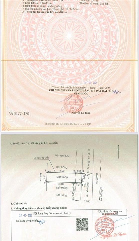 Lô đất cuối chủ thiện chí bán trước tết, dt 4.45 x 17m. hẻm xe hơi tỉnh lộ 10 giá 7.2tỷ