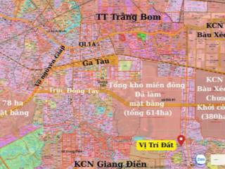 Bán đất 100m² (5x20) thổ cư  giá 850 triệu  gần kcn bàu xéo, giang điền, chợ & trường học