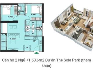 Chính chủ cần bán căn hộ 2 pn +, 64m2, khu sola park giá cực yêu thương