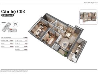 Chính chủ cần bán ch 2pn 2vs diện tích 67.8 m2 trục c02 tòa hh02 kepler land mỗ lao