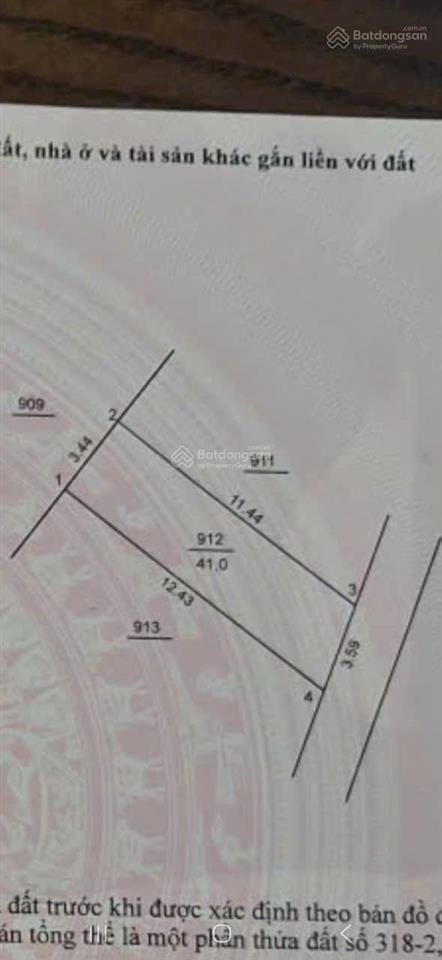 Bán mảnh thổ cư 41m2, cách trục chính có chợ và buôn bán sầm uất chỉ 20m tại cao trung, hoài đức