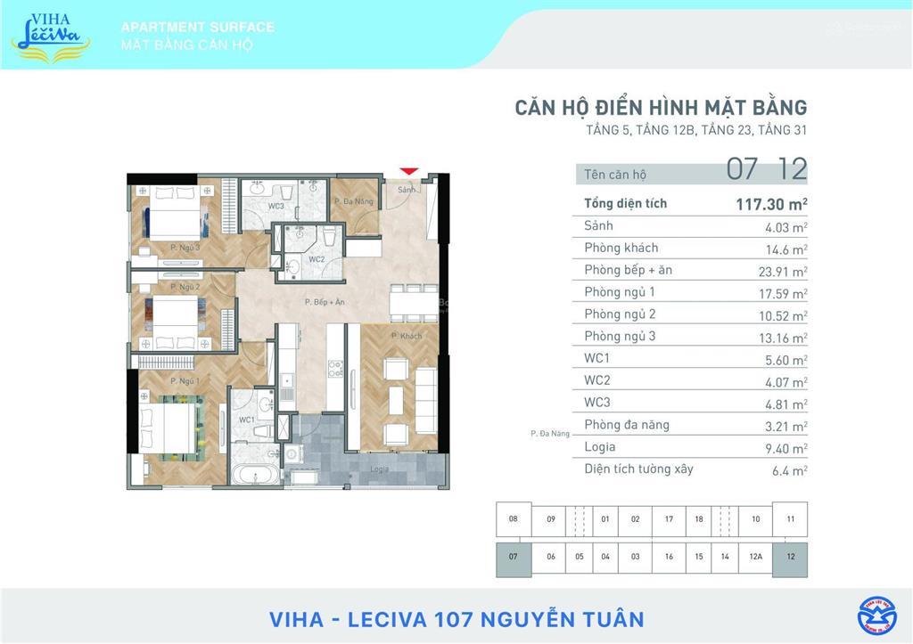 Duy nhất căn góc đông nam đông bắc 118m2 tại viha leciva 107 nguyễn tuân, căn hộ 1812 cần bán gấp