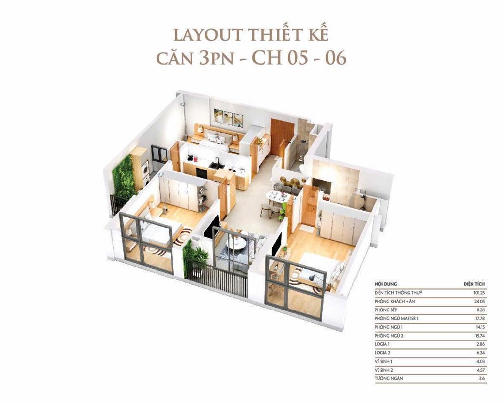 Bán căn hộ 3pn chung cư khai sơn dt 102m² giá chỉ 6,1 tỷ chính chủ sang tên nhanh, nhà vừa bàn giao