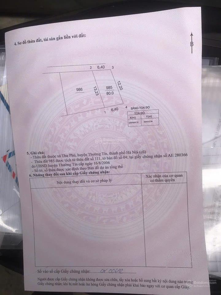 Chính chủ bán lô đất siêu tiềm năng 80m2 phú mỹ , chương dương, hà nội. giá tốt