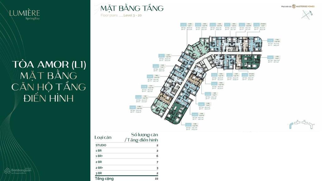 Lumière springbay duy nhất 1 căn 1n+ giá tốt view thoáng, tầng 21 dt 45m giá tts chỉ 3 tỷ 285
