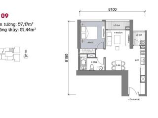 Chính chủ gửi bán căn hộ 1pn, dt 57m2, giá 9 tỷ  0987 709 *** mr hùng