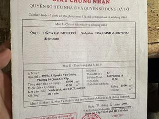 Bán nhà đối diện cityland nguyễn văn lượng, dv1%