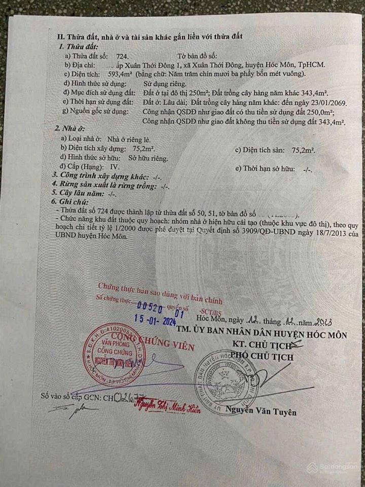 Bán gấp nhà dt 600m2 sổ hồng riêng đường xuân thới đông 1