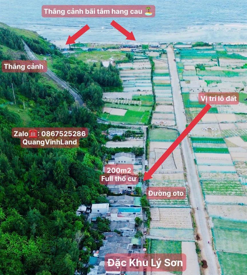 Quangvinh chào bán lô đất 200m2 thổ cư tặng nhà cấp 4. cạnh bãi tắm thắng cảnh hang cau và kdl vip