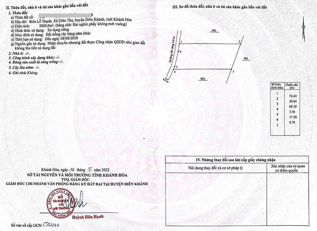 2000m2 đất diên thọ bán chỉ 2,1 tỷ thương lượng trực tiếp chủ