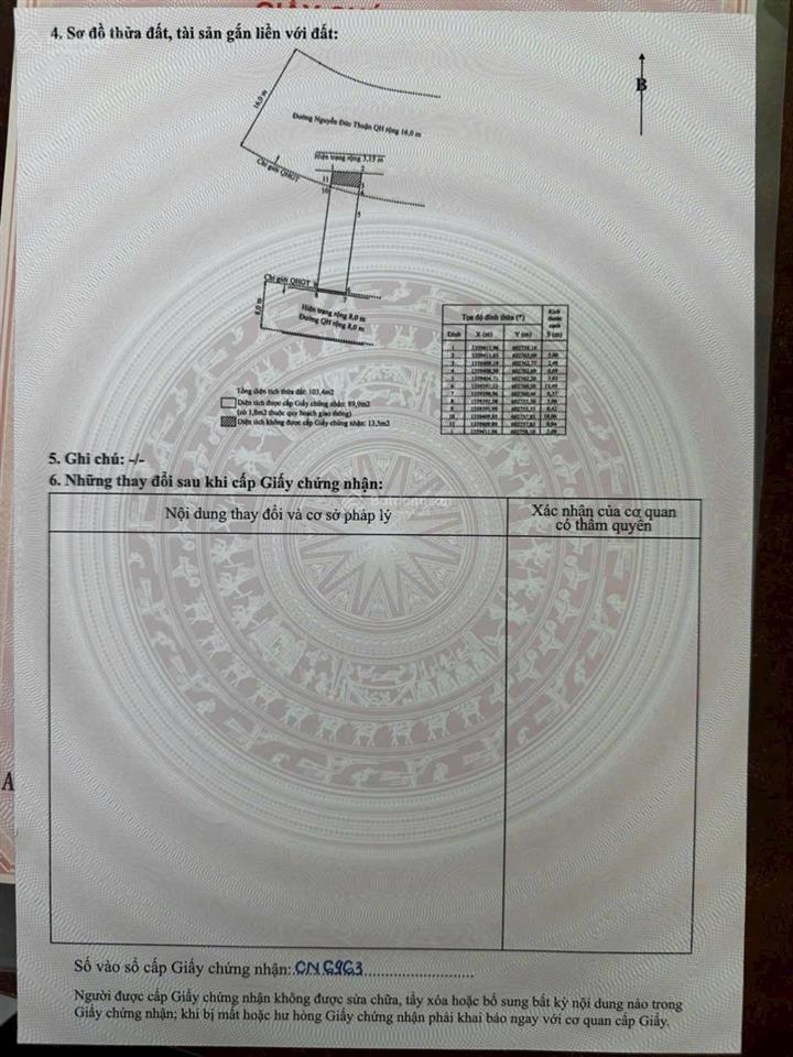 Bán đất 89,9 m2 (ngang 5m, đường 8m, hướng nam) giá 5,5 tỷ vĩnh hoà, bắc nha trang