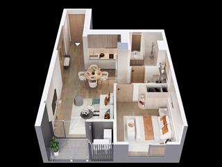 Masteri grand avenue cổ loa trình làng căn 1pn + 1 rộng gần 50m2, thoải mái nâng cấp thành căn 2pn