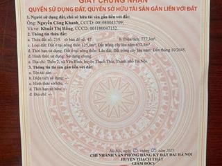 Bán đất tại xã yên bình, thạch thất, hà nội, giá thỏa thuận, diện tích 777.3m2