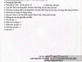 Chính chủ gửi bán 386m2 đất tại xã yên bình, thạch thất, hà nội, giá thỏa thuận, view đẹp, giá tốt