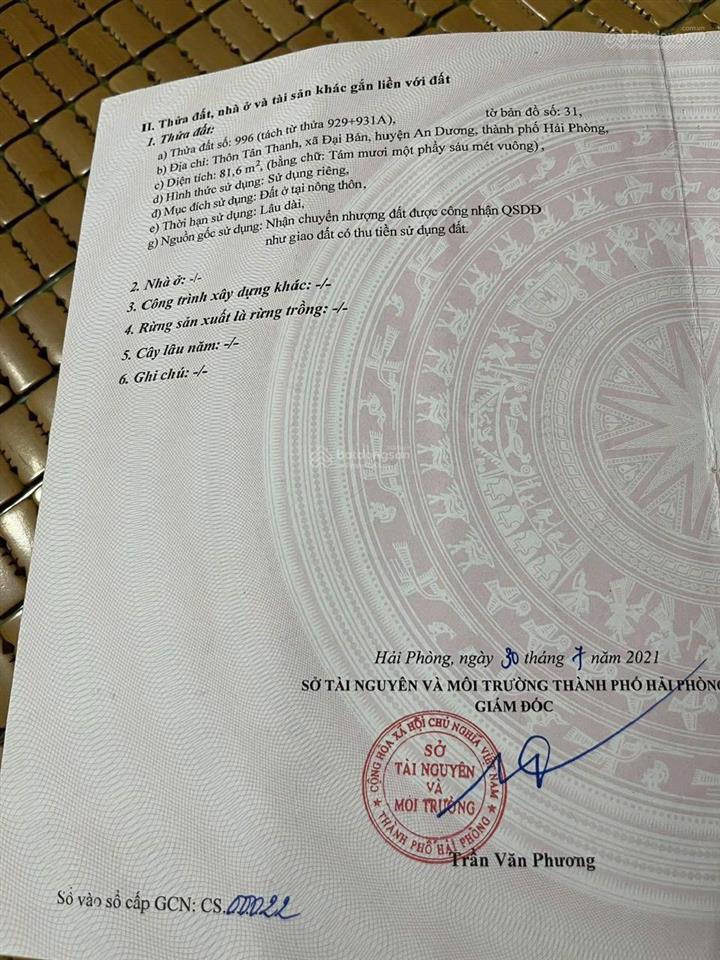 Bán đất/ nhà tại đại bản an dương diện tích 81,6 m² ô tô tận cửa giá chỉ 1.1x tỷ