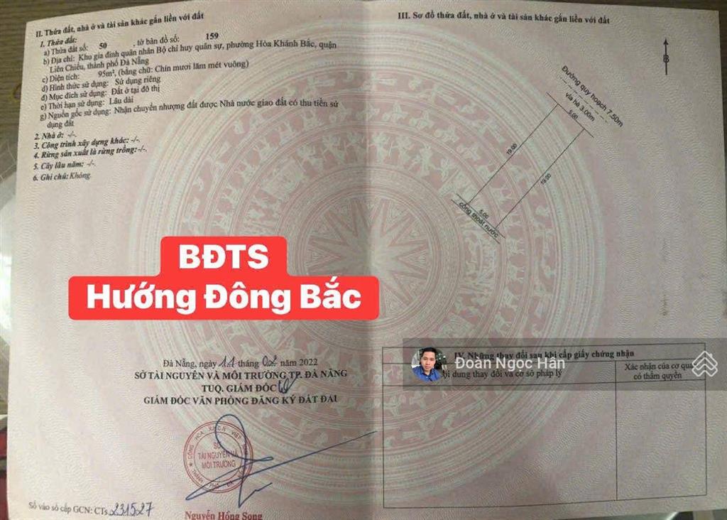 Ngay gần chợ hoà khánh và đhbk khu bđts đường 7m5 giá hơn 3 tỷ tí thôi