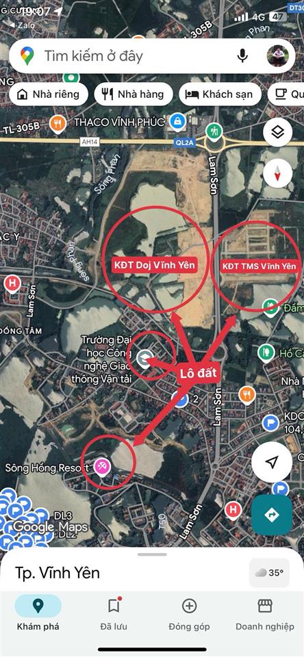 Chính chủ bán lô đất kdc tỉnh uỷ sát 2 đại đô thị lớn tms & doj vĩnh yên 95m mt 5m 3,4tỷ 0988 296 ***