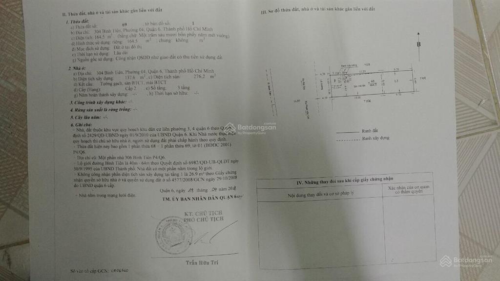 Bán nhà mtkd góc ngã 4 chợ bình tiên. dt 6,4x25,7 (dtsd 276m2) giá 40 tỷ pháp lý chuẩn chỉnh
