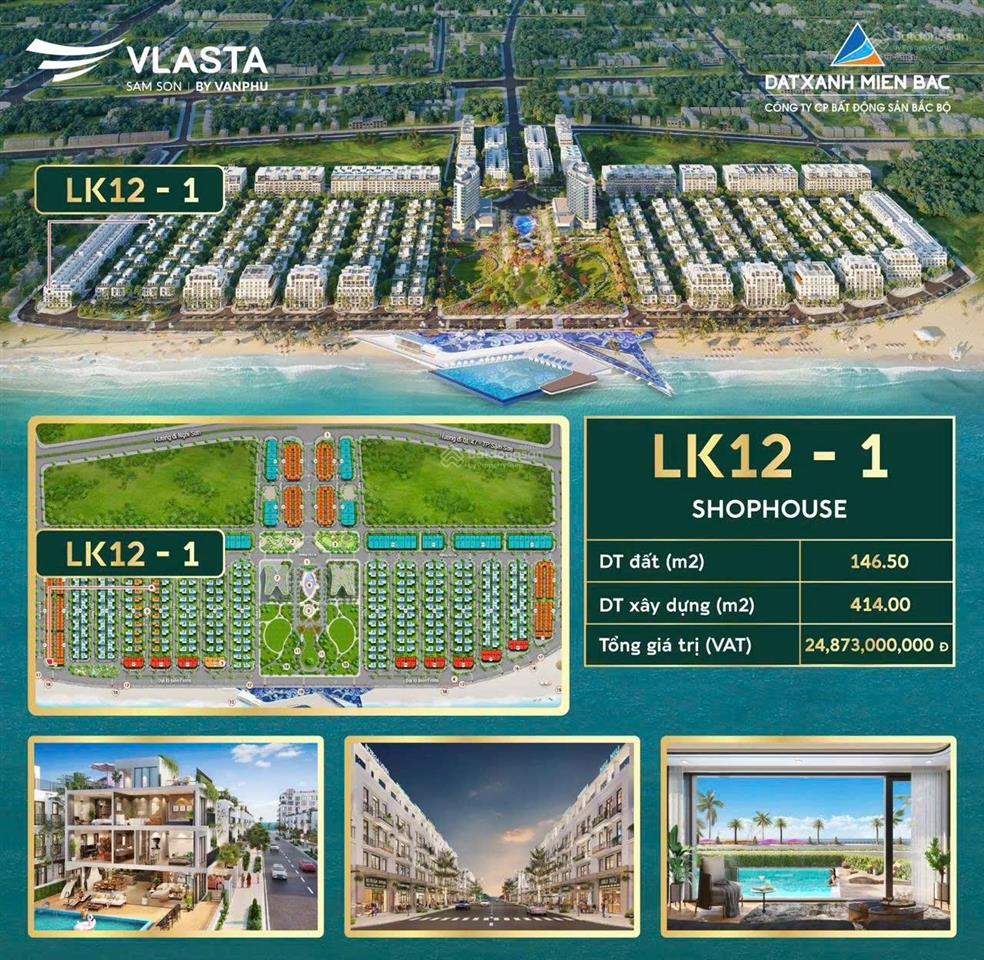 Shophouse siêu vip mặt tiền 11.5m view trực diện biển vlasta sầm sơn, sổ vĩnh viễn  0925 908 ***