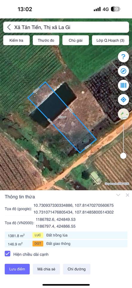 Bán đất mt nguyễn minh châu 40,6x72m (3.268m2) view hồ núi đất tân tiến lagi. giá rẻ 1,5triệu/m2