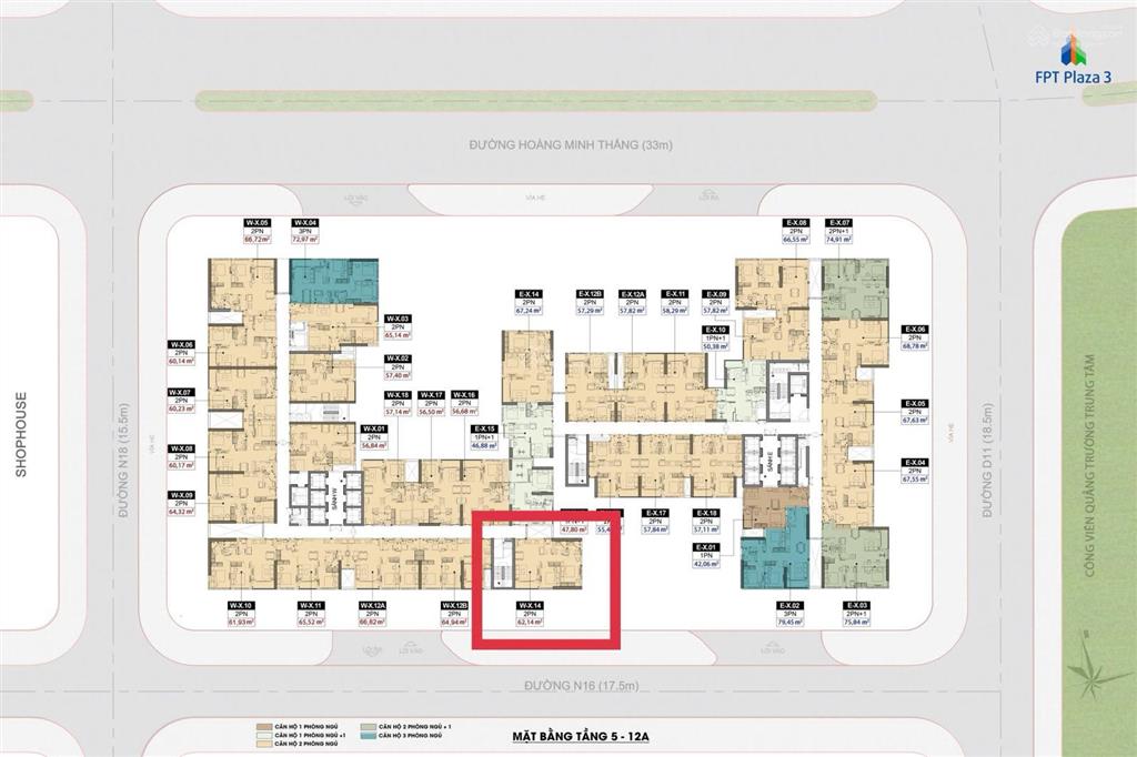 Bán căn góc 2pn hướng nam, tầng trung, toà fpt 3  diện tích 62,14m2  giá 3,5 tỷ.  0782 140 ***