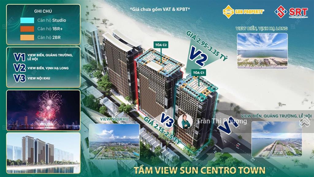 Quỹ căn độc quyền giá full 1tỷ6xx  3tỷxx view biển sun centro town  0396 369 ***