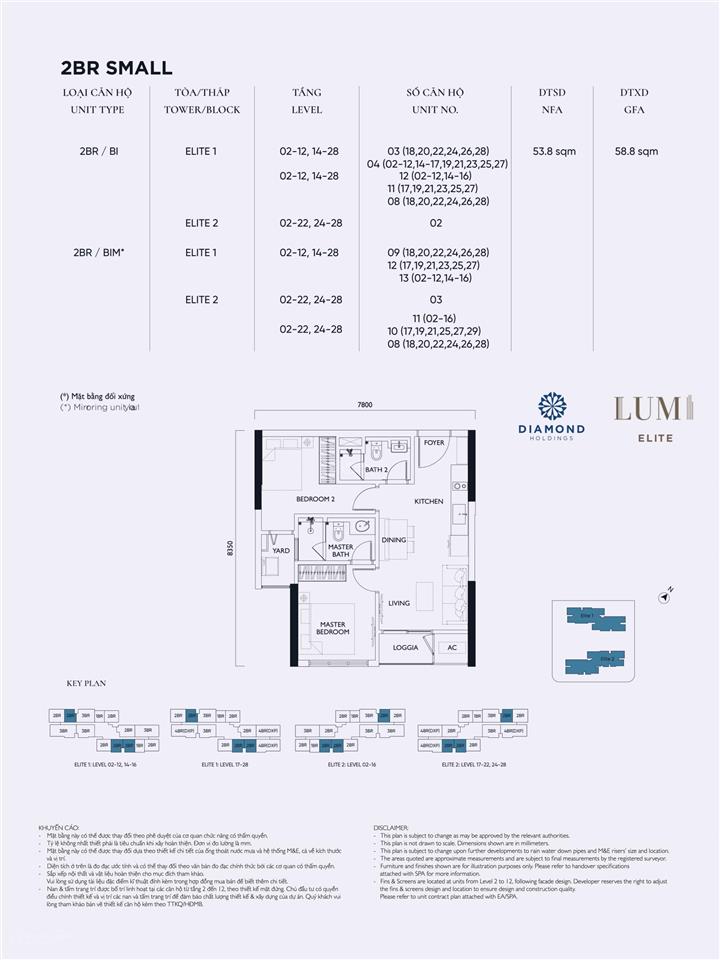 Danh sách căn 53.8m2 2 phòng ngủ 2wc chủ nhà đang cần bán tại dự án lumi hà nội, giai đoạn 123