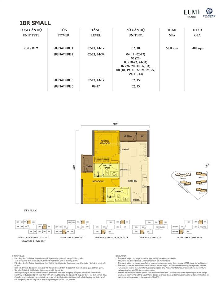 Danh sách căn 53.8m2 2 phòng ngủ 2wc chủ nhà đang cần bán tại dự án lumi hà nội, giai đoạn 123